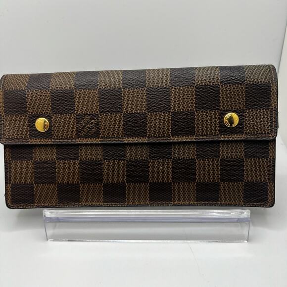 GUC Louis Vuitton Damier Ebene Double Snap Long Wallet - Picture 1 of 9